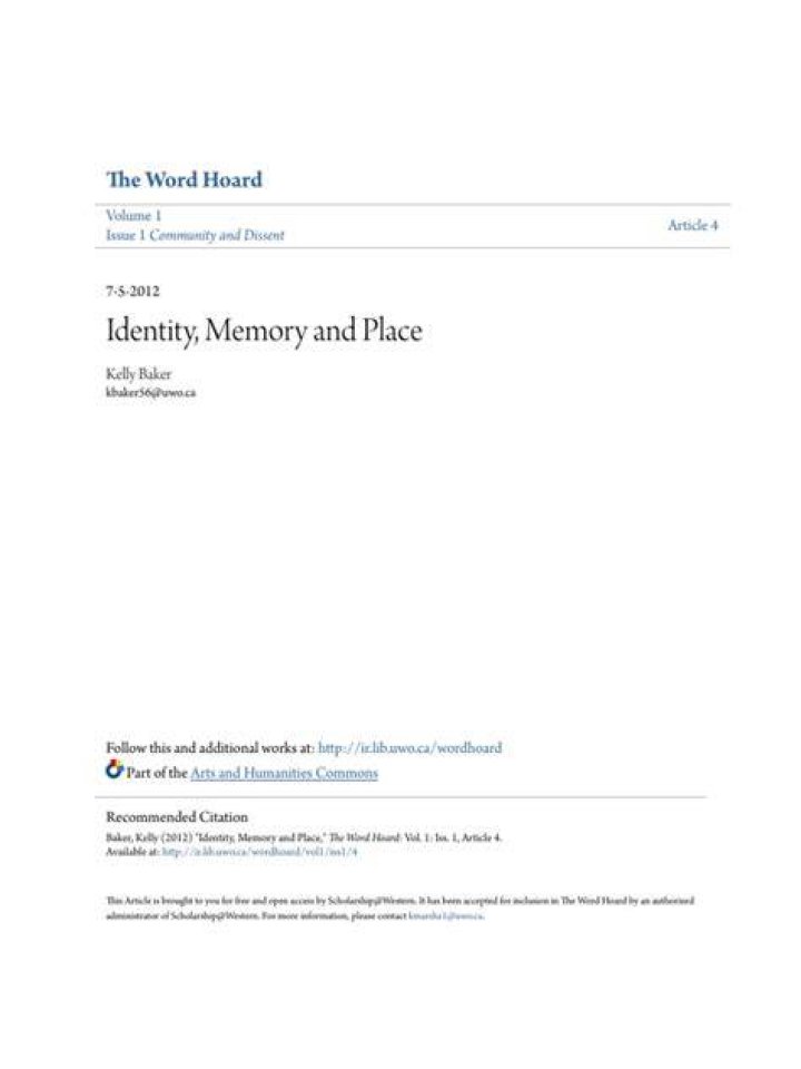 Exploring Identity, Memory, And Place
